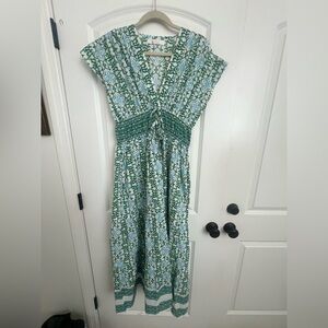 Green and Blue bock print sundress